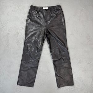 Vintage Real Clothes Saks 5th Ave Genuine Leather Straight Leg Pants Women's 8